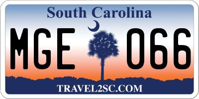 SC license plate MGE066