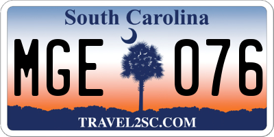 SC license plate MGE076
