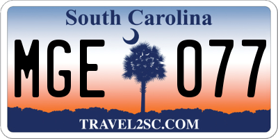 SC license plate MGE077