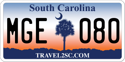 SC license plate MGE080
