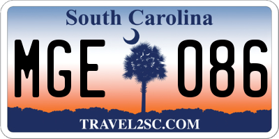 SC license plate MGE086