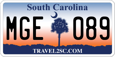 SC license plate MGE089