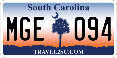 SC license plate MGE094
