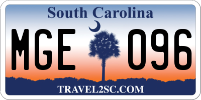 SC license plate MGE096