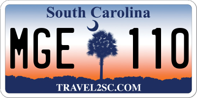 SC license plate MGE110