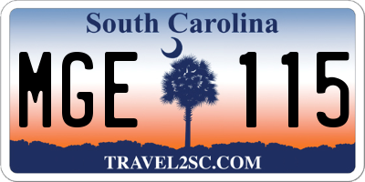SC license plate MGE115