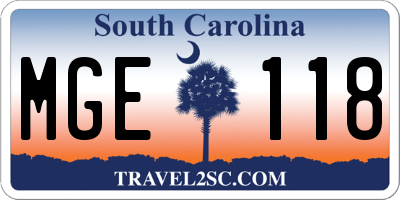 SC license plate MGE118