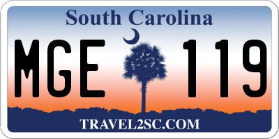 SC license plate MGE119