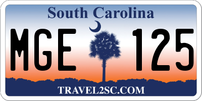 SC license plate MGE125
