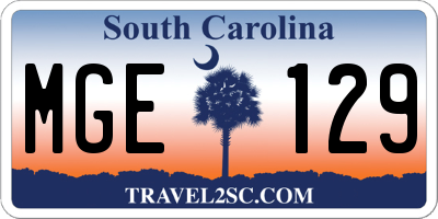SC license plate MGE129