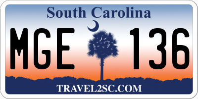 SC license plate MGE136