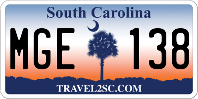 SC license plate MGE138