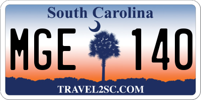 SC license plate MGE140