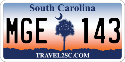 SC license plate MGE143