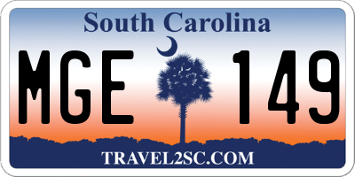 SC license plate MGE149