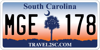 SC license plate MGE178