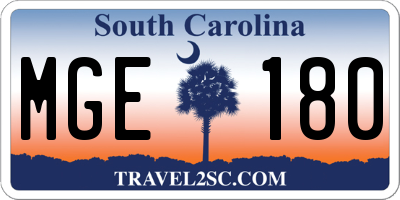 SC license plate MGE180