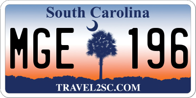 SC license plate MGE196