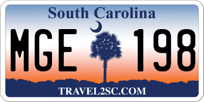 SC license plate MGE198
