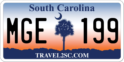 SC license plate MGE199