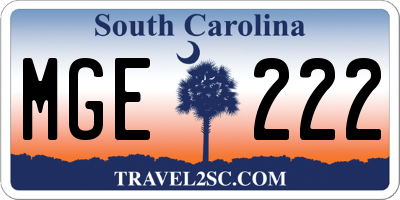 SC license plate MGE222
