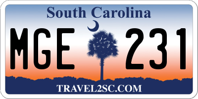 SC license plate MGE231