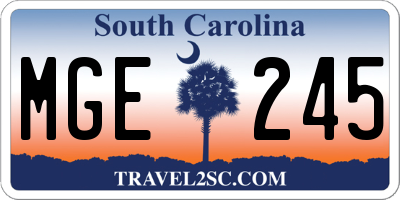 SC license plate MGE245