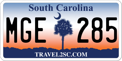 SC license plate MGE285