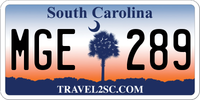 SC license plate MGE289