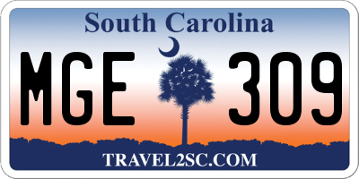 SC license plate MGE309