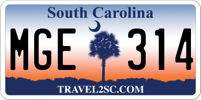 SC license plate MGE314