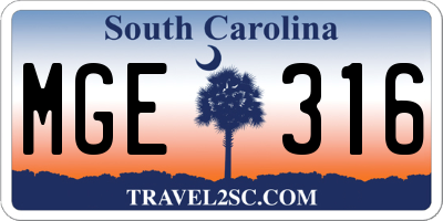 SC license plate MGE316