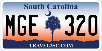 SC license plate MGE320