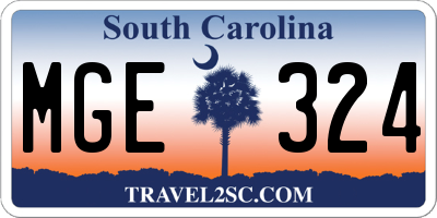 SC license plate MGE324