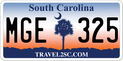 SC license plate MGE325