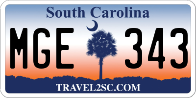 SC license plate MGE343