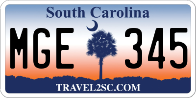 SC license plate MGE345