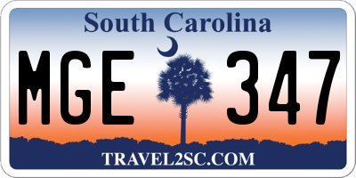 SC license plate MGE347