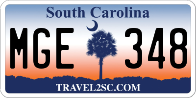 SC license plate MGE348
