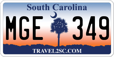 SC license plate MGE349