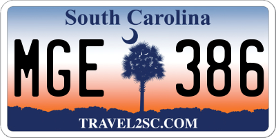 SC license plate MGE386