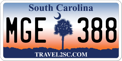 SC license plate MGE388