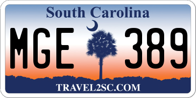 SC license plate MGE389