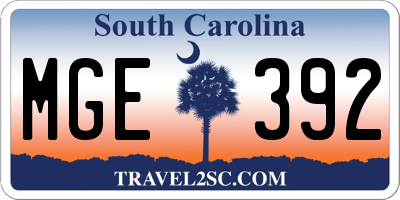 SC license plate MGE392