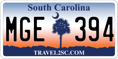 SC license plate MGE394