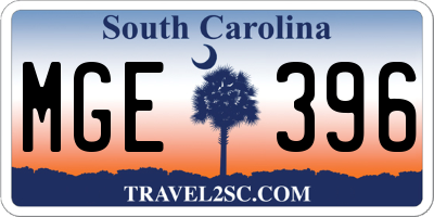 SC license plate MGE396