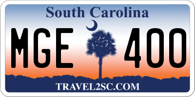 SC license plate MGE400