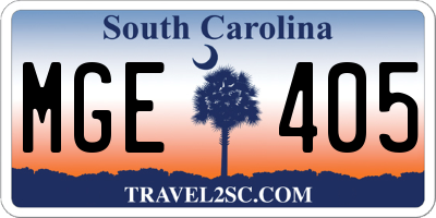 SC license plate MGE405