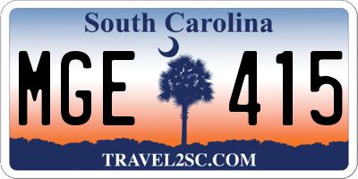 SC license plate MGE415