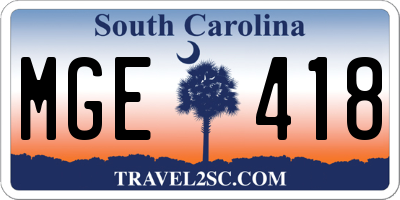 SC license plate MGE418